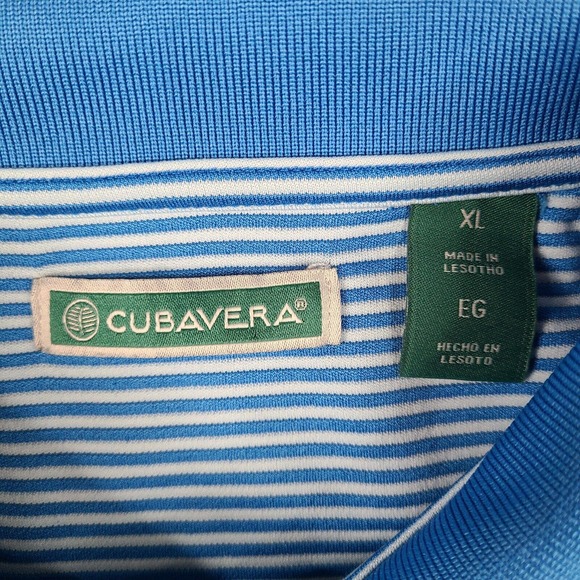 Cubavera Polo Shirt Men's XL Blue Striped Golf Short Sleeve Casual Outdoor - Picture 3 of 12